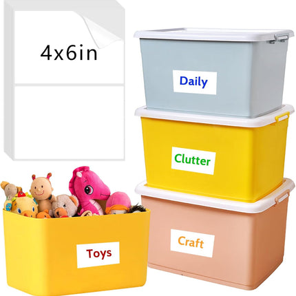 150 Removable Labels for Storage Bins – Blank Matte White, 6x4 Inch