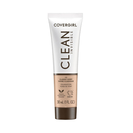 Clean Invisible Foundation 1oz, Classic Ivory, Dewy Glowy Buildable Vegan Makeup