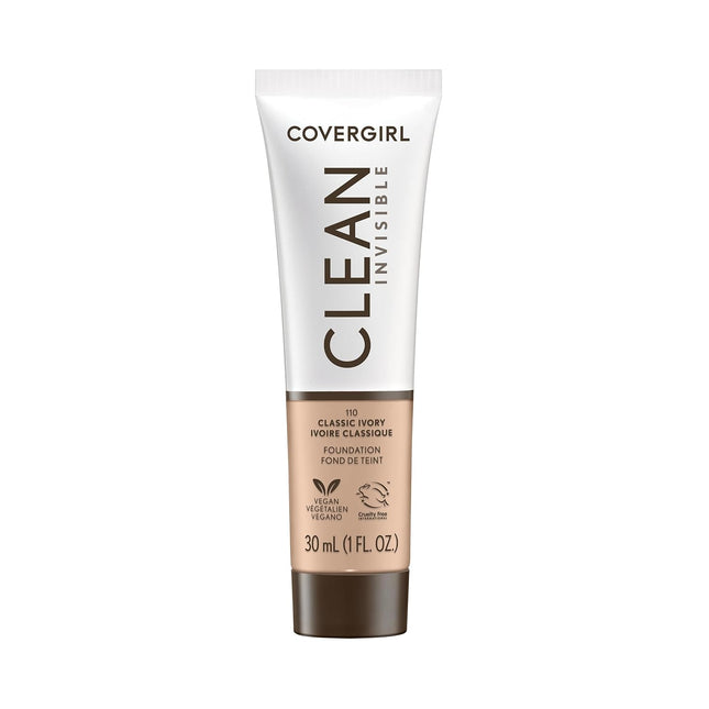 Clean Invisible Foundation 1oz, Classic Ivory, Dewy Glowy Buildable Vegan Makeup