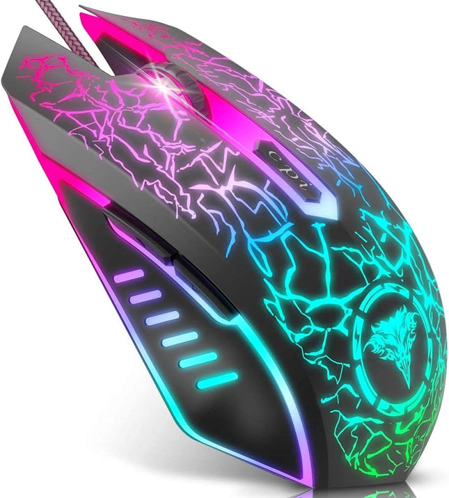 RGB Gaming Mouse Wired Ergonomic 6 Button Adjustable DPI for Computer
