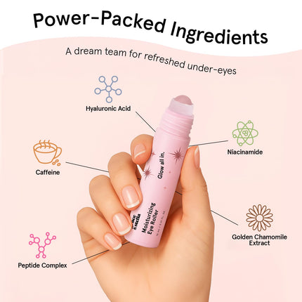 Under Eye Brightener Serum with Rose Quartz Rollerball for Dark Circles & Puffiness