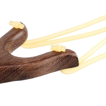 Solid Wooden Slingshot – Classic Hunting & Outdoor Catapult, Deep Brown