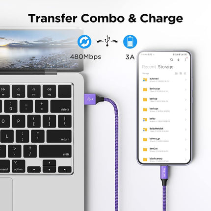 5 Pack USB C Charging Cable 2FT Fast Charger Cord for iPhone Samsung