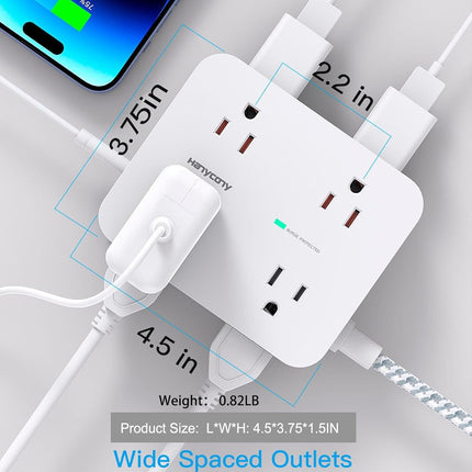 8-Outlet Surge Protector Power Strip, 4 USB Ports (2 USB-C), 5Ft Extension Cord