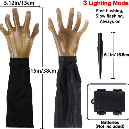 4-Piece Halloween Zombie Hand Pathway Lights, Waterproof Arm Stakes for Yard Decor