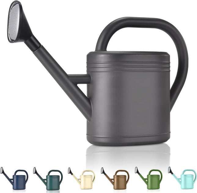 Watering Can 1 Gallon – Grey, Long Spout with Sprinkler Head for Garden & Indoor