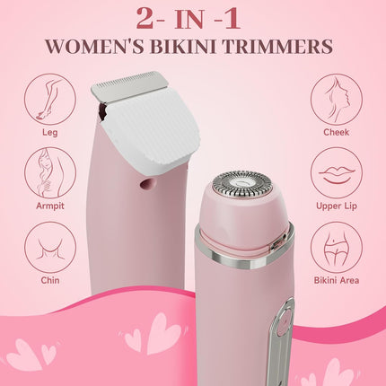 Women Electric Razor for Bikini & Face – Ceramic Blade, Waterproof, Travel