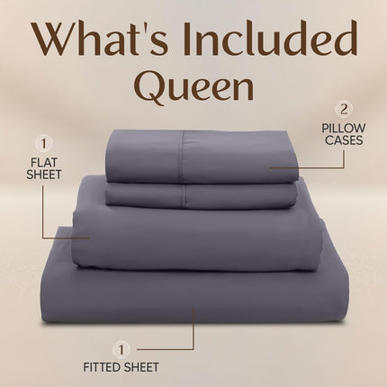 4-Piece Queen Bed Sheets – Microfiber, Includes Fitted, Flat & 2 Pillowcases