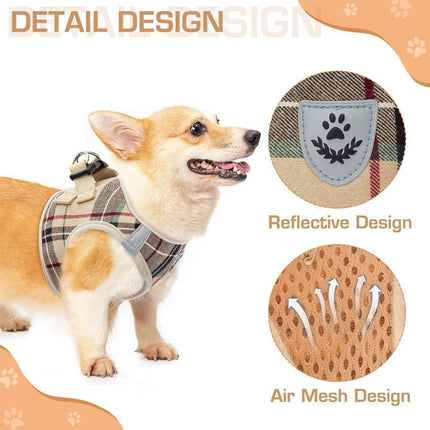 Small Medium Dog Harness and Leash Set Soft Mesh No Pull Reflective Vest