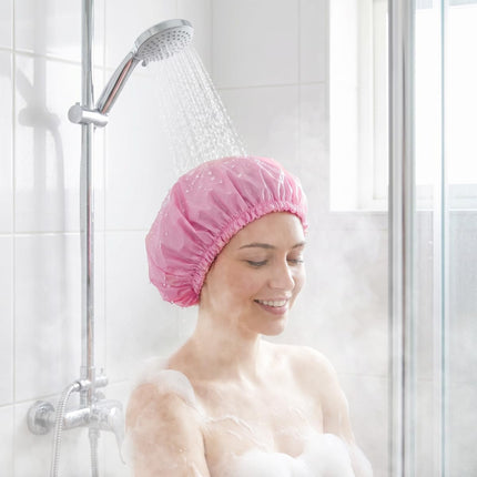 4PCS Terry Lined Shower Caps for Women, Waterproof Double Layer, Reusable Bath Caps