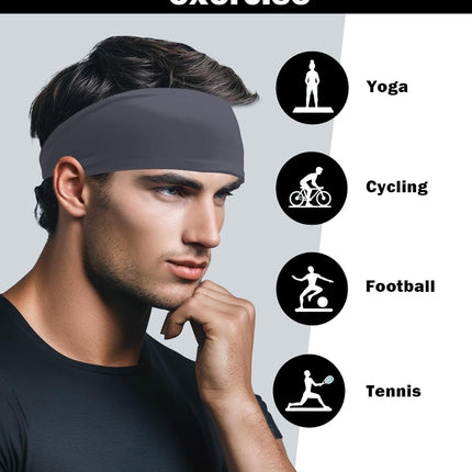 6 Pack Sports Headbands for Men and Women Sweat Wicking Workout Hairbands