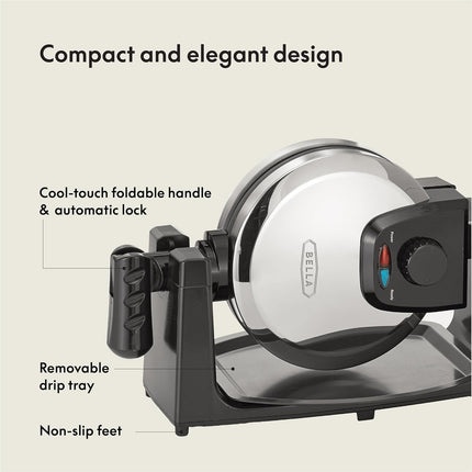 Classic Belgian Waffle Maker Rotating Design with Removable Drip Tray