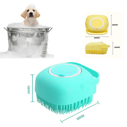 Pet Grooming Brush with Soap Dispenser – Soft Silicone for Dogs & Cats (Pink)