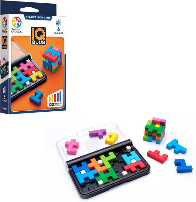 IQ Quub STEM Logic Puzzle 120 Challenges Travel Brain Game Ages 6+