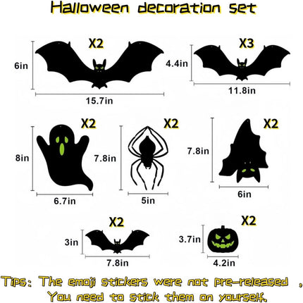 15-Piece 3D Halloween Hanging Bats, Realistic Black Flying Bat Yard & Porch Decor