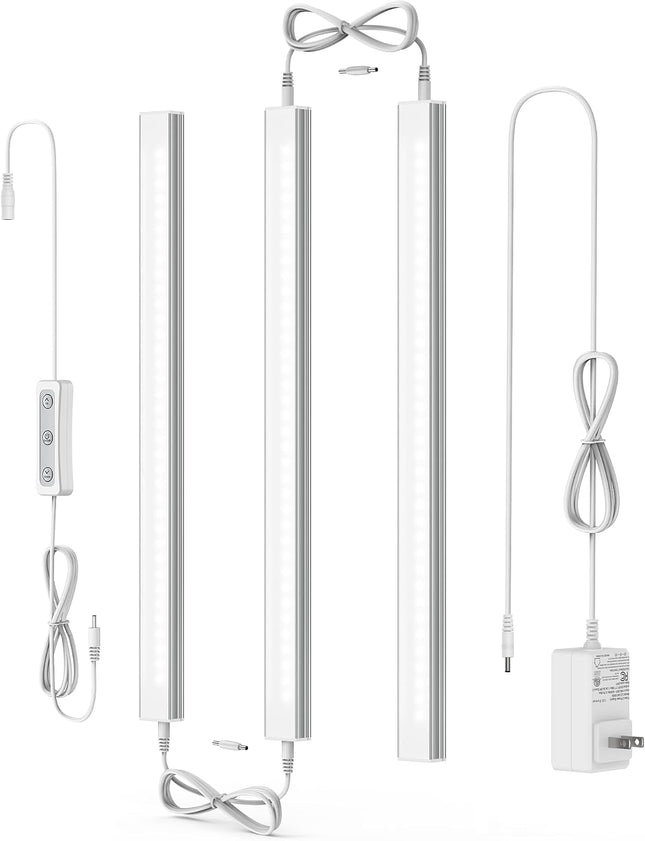 3 Pack 12 Inch Linkable LED Under Cabinet Lights 4500K Dimmable 1299 Lumens
