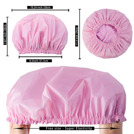 4PCS Terry Lined Shower Caps for Women, Waterproof Double Layer, Reusable Bath Caps