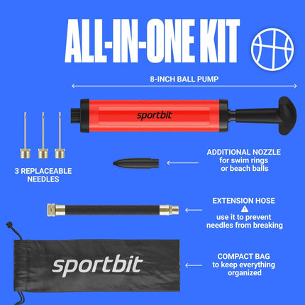 Sports Ball Pump, Hand Air Inflator for Basketball Soccer Volleyball Football