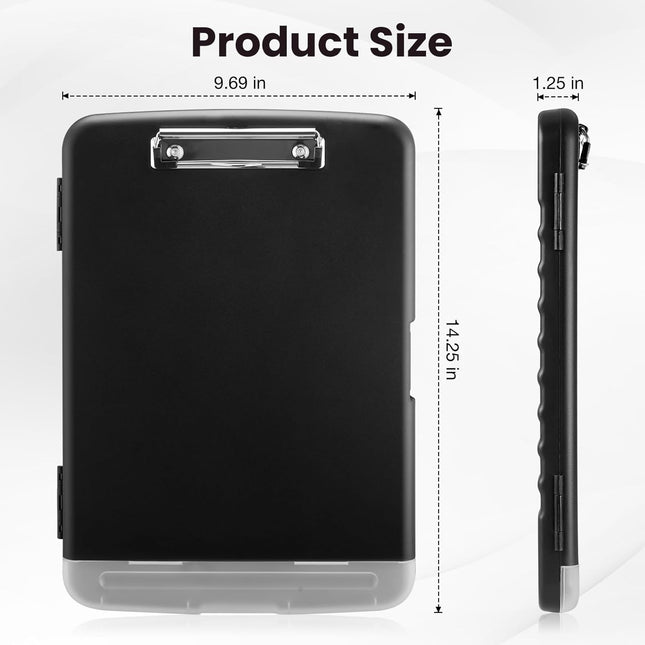 Clipboard with Storage 8.5x11 – Pen Holder, Low Profile Clip, Plastic Case