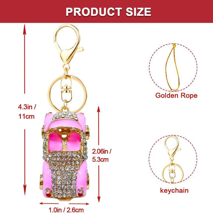 Pink Car Christmas Ornament – Metallic Handmade Design with Rhinestones for Girls