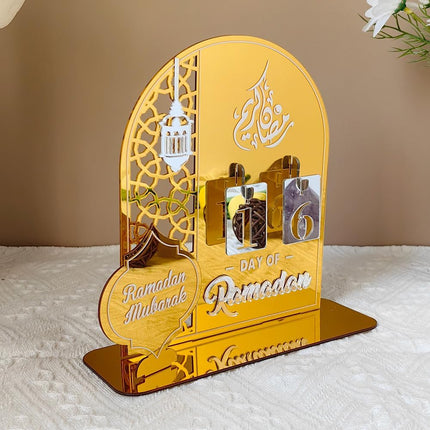 Eid Mubarak Ramadan 2026 Countdown Calendar - Gold Acrylic Tracker & Decor