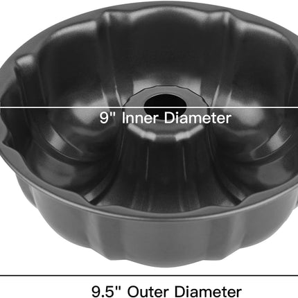 9.5in Non Stick Bundt Cake Pan Carbon Steel Fluted Tube Baking Mold