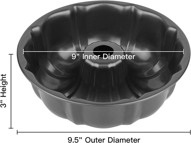 9.5in Non Stick Bundt Cake Pan Carbon Steel Fluted Tube Baking Mold