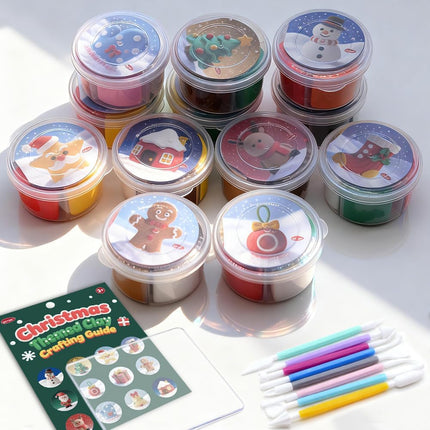 Christmas Stocking Stuffer Air Dry Clay Kit 12 Cups 8 Tools DIY Ornaments