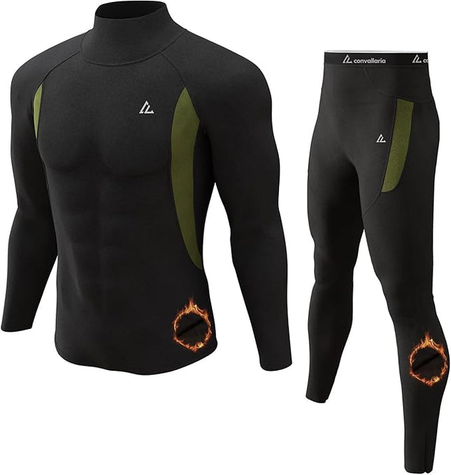Men’s Thermal Underwear Set, Long Johns Base Layer for Winter Sports & Hunting