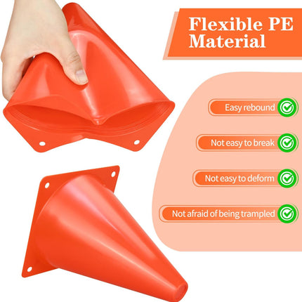 7-Inch Soccer Training Cones 12/24/50 Pack PE Plastic Sports Markers with Carry Bag