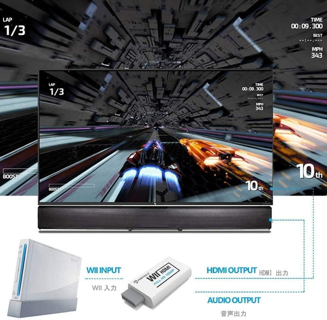 Wii to HDMI Converter – 1080P Full HD Adapter with Audio Jack for Wii/Wii U