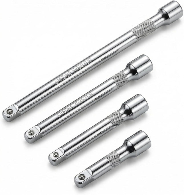 4 Pcs 1/4 Inch Drive Socket Extension Set CR-V Steel 2–6 Inch Ratchet Bars