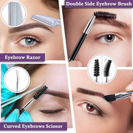 7-Pc Eyebrow Tweezers Set, Precision Facial Hair Tools with Razor & Scissor