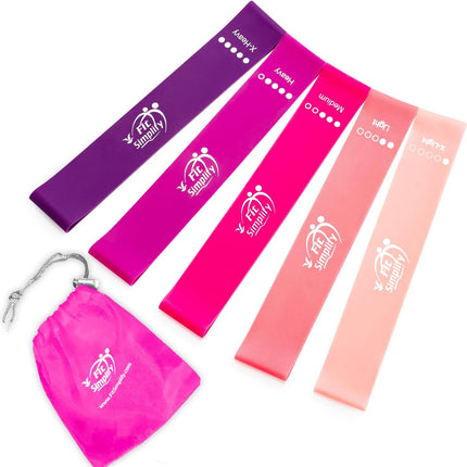5 Pack Resistance Loop Bands for Home Workout, Yoga and Strength Training