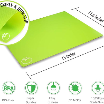 4 Pack Flexible Plastic Cutting Boards Non Slip BPA Free Dishwasher Safe