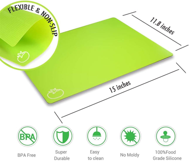 4 Pack Flexible Plastic Cutting Boards Non Slip BPA Free Dishwasher Safe