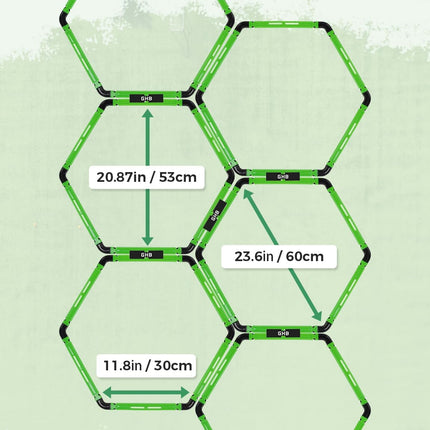 6 Pack Hexagonal Agility Rings with Connectors and Carry Bags for Sports Training