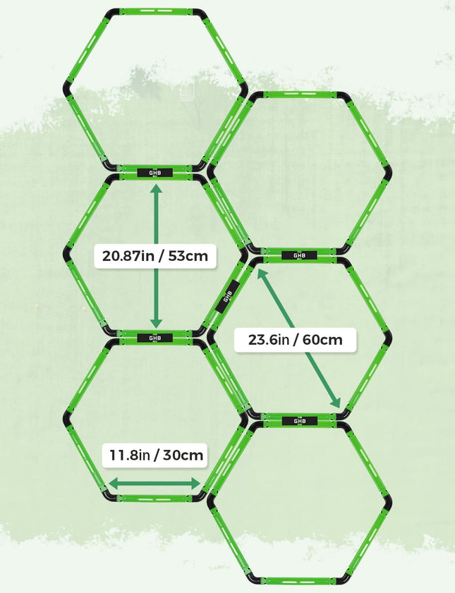 6 Pack Hexagonal Agility Rings with Connectors and Carry Bags for Sports Training