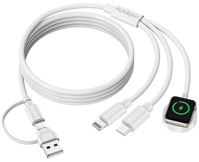 5FT 3-in-1 USB C Charging Cable – Apple Watch & iPhone 17/16/15 Charger, Travel Essential