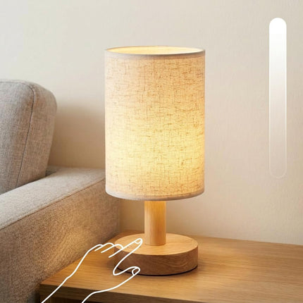 Cordless Rechargeable Table Lamp Touch Dimmable 2700K Warm Light Wood Base