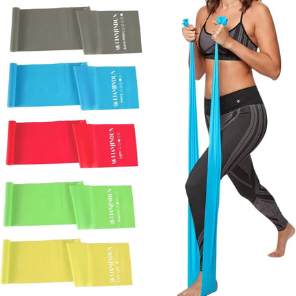 5 Pack Professional Resistance Bands Latex Free Pilates Yoga Exercise Bands Set