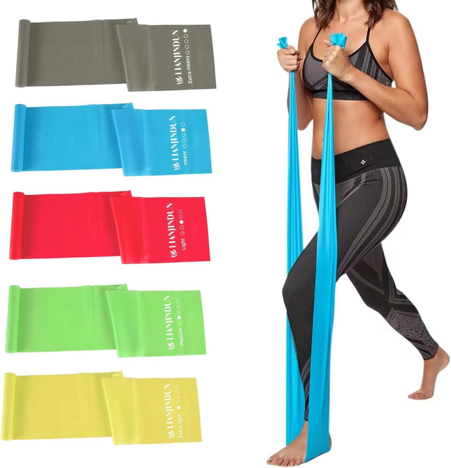 5 Pack Professional Resistance Bands Latex Free Pilates Yoga Exercise Bands Set