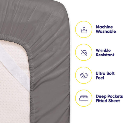 4-Piece Twin Bed Sheet Set, 1500 Series Brushed Microfiber, Deep Pocket, Gray