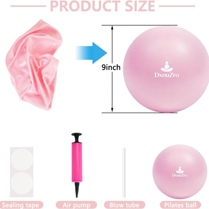 Mini Pilates Exercise Ball with Inflatable Pump for Home Gym Workouts