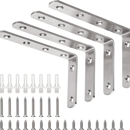 4Pcs Shelf Support L Brackets Stainless Steel Right Angle Corner Braces