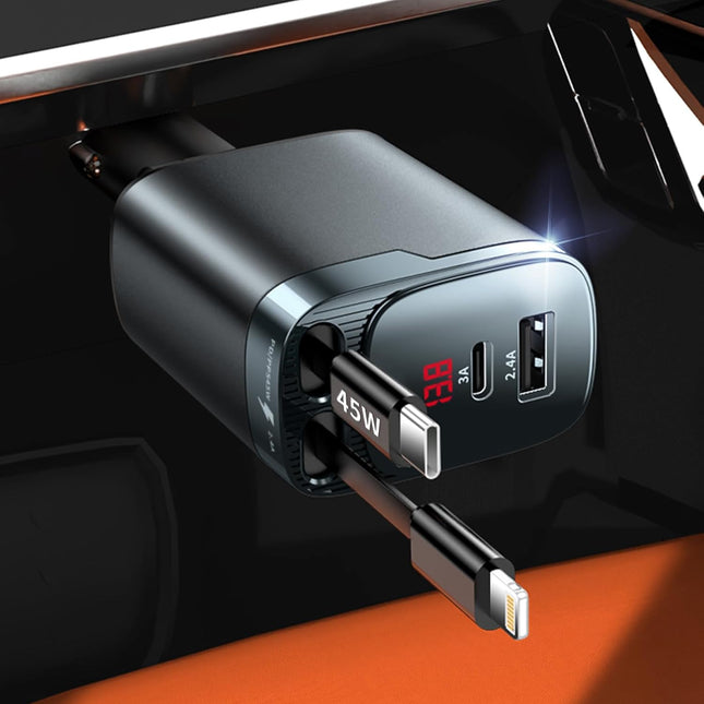 Car Charger USB-C 4-in-1 – Fast Charging Adapter, Travel Essentials