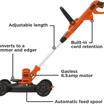 Electric Lawn Mower & Weed Wacker 3-in-1 – 12" 6.5 Amp Push Mower