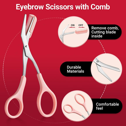 8-in-1 Eyebrow Kit – Tweezers, Trimmer, Scissors, Razor, Brush, Travel Bag for Women