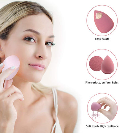 4PCS Makeup Blending Sponges Set with Holder Case for Cream Liquid Powder