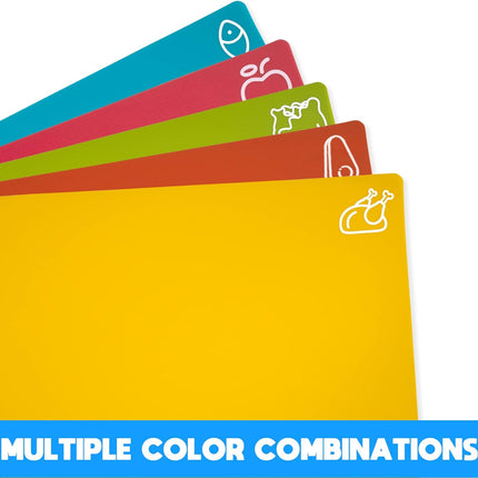 5-Pack Flexible Cutting Boards – Non-Slip, BPA-Free for Meat & Veggies